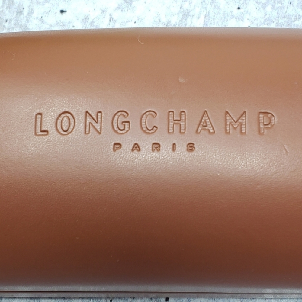 Longchamp Paris Brown Leather Glasses Hard Case